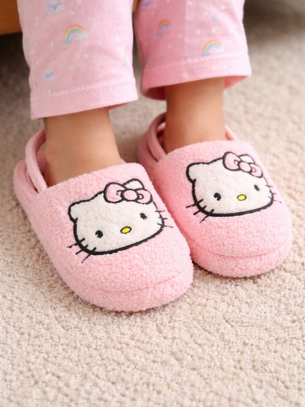 Sanrio Hello Kitty Pink Plush Slip-On Kids (11/12) Slippers